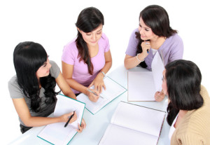 group of student studying